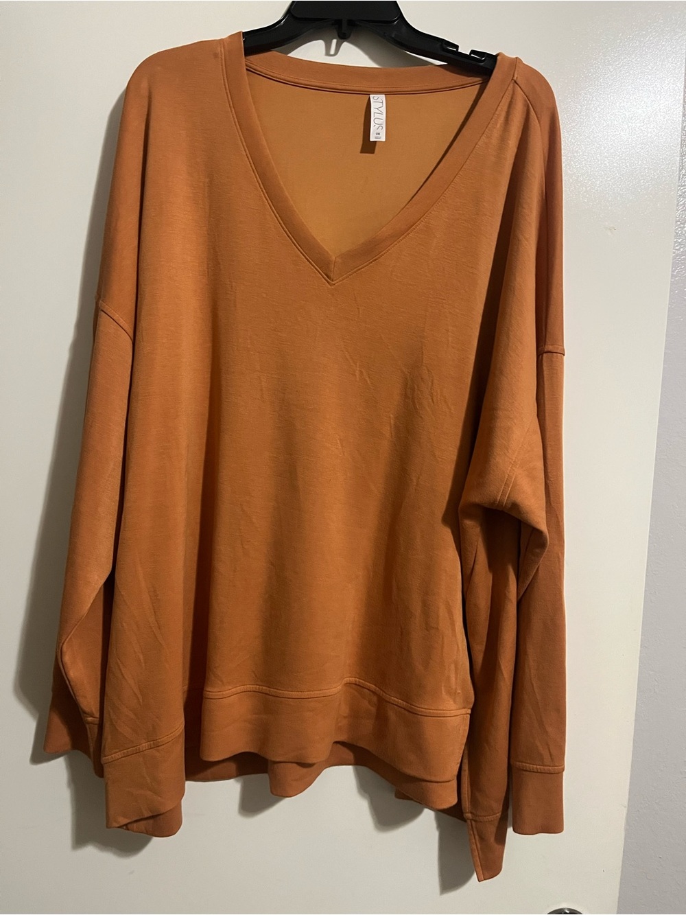 Women's V-Neck Oversized Sweater - Rust Orange